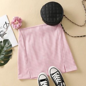 Shein Pink Plaid Skirt